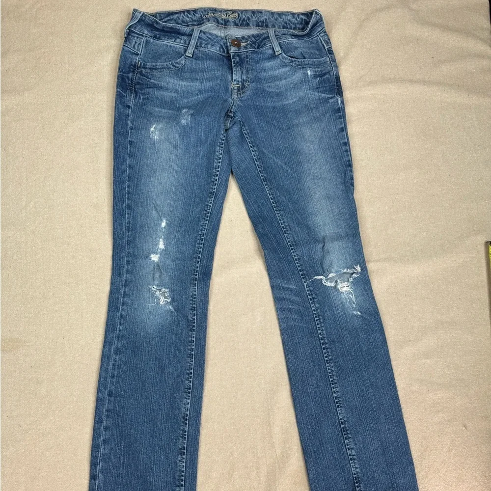 American Eagle Outfitters Jeans Womens Size 4 Blue Medium Wash Slim Straight